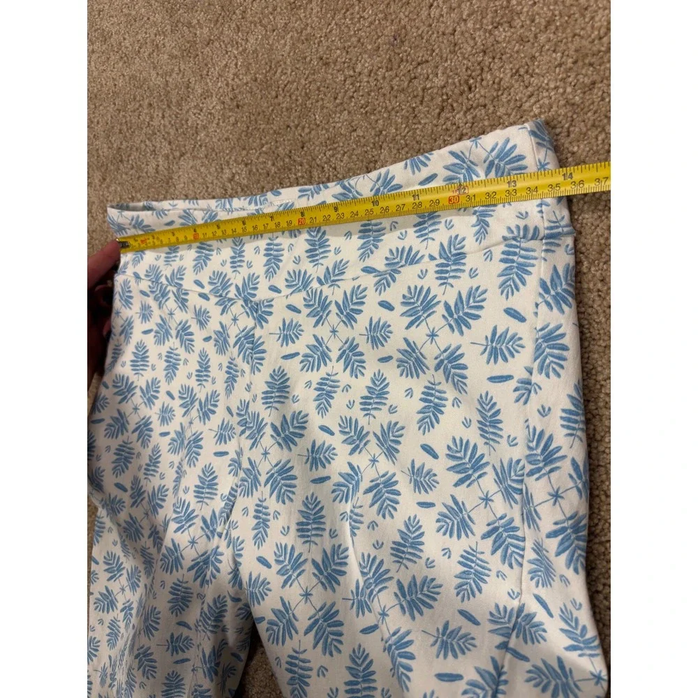 J McLaughlin Women's Size 0 Tall Leggings Blue Leaf‎ Print Stretch Casual Pants